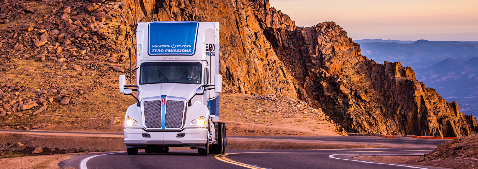 Kenworth zero emission truck driving on the highway